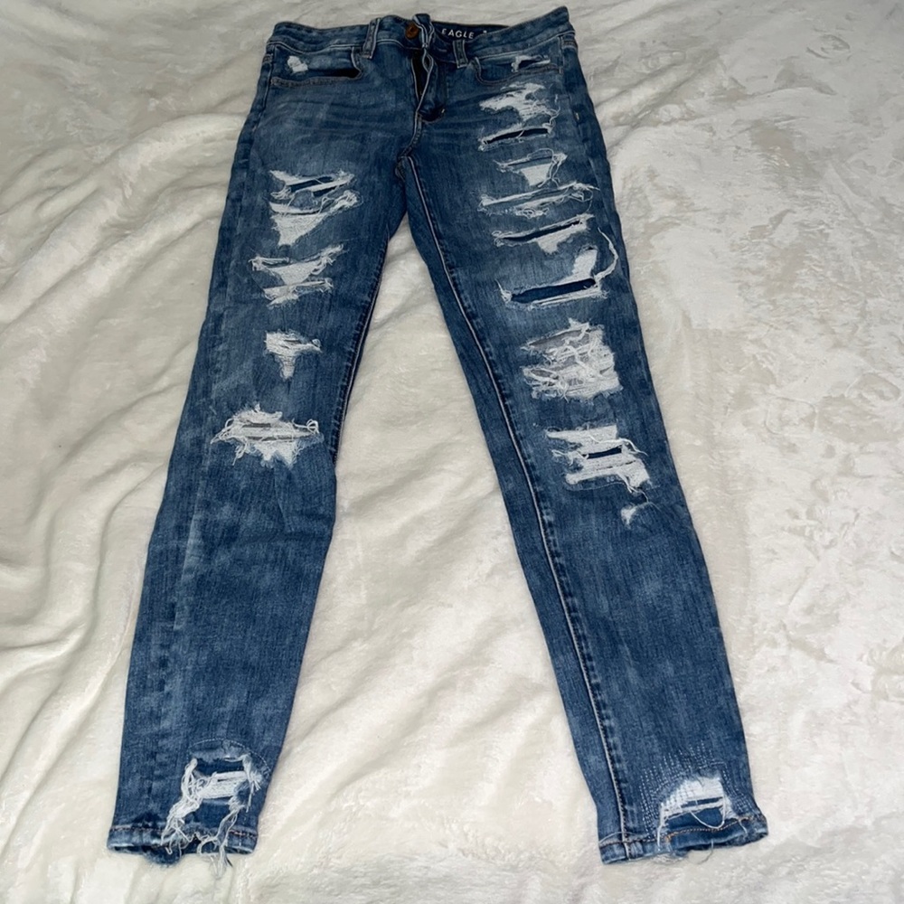 American eagle next level stretch ripped skinny jeans size 6